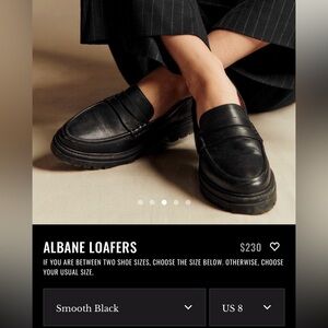 Sezane Albane Loafers in Smooth Black Sz 39 / 8